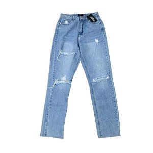 MISGUIDED Women's Size 6 High Waisted Ripped Straight Leg Denim Jeans